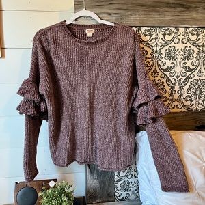 Chenile type purple ruffle sweater 💜